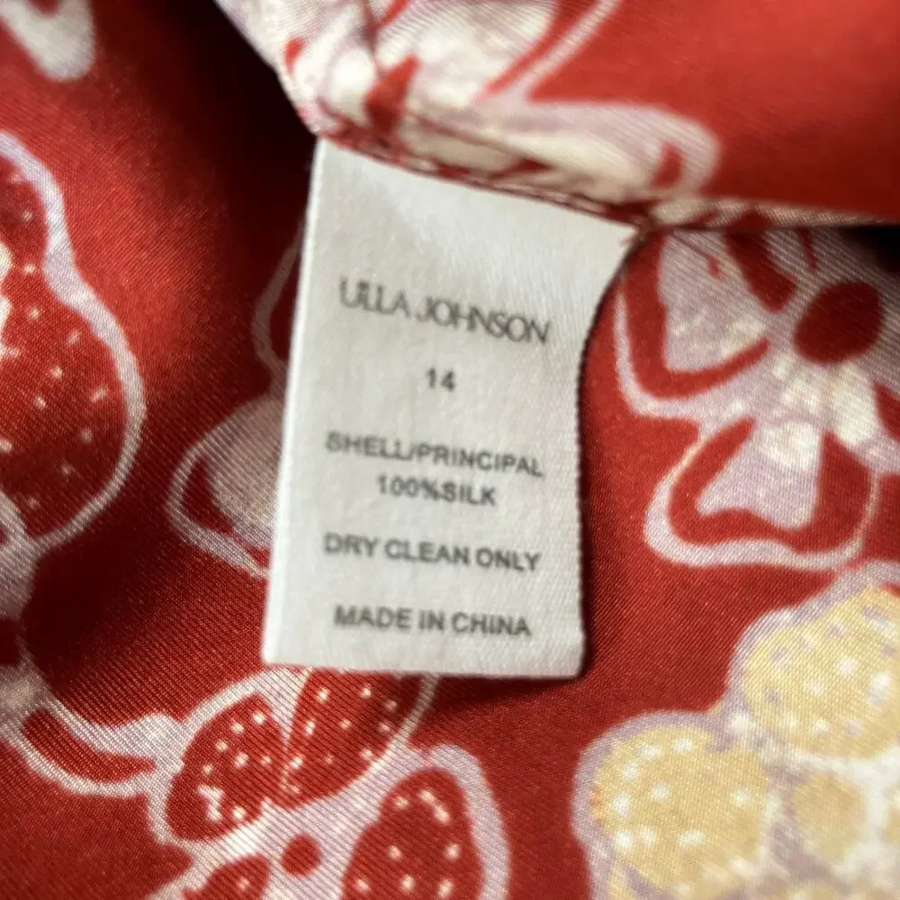 NEW Ulla Johnson Alma Asymmetric Ruched Silk Dress In Anemone Size 14 - Picture 7 of 10